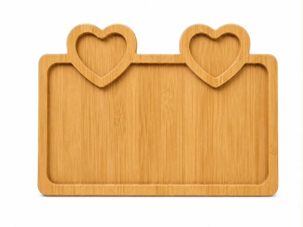Double Heart Bamboo Serving Tray